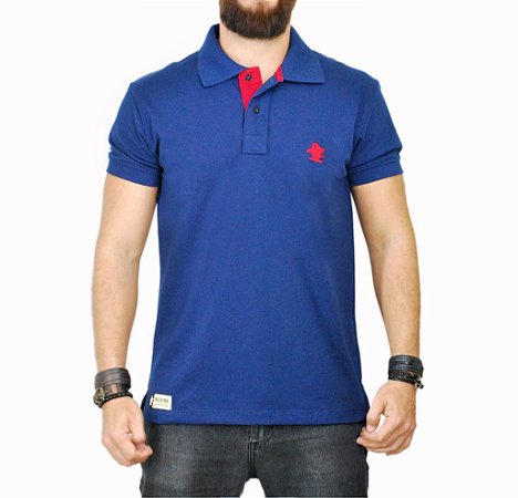 Camiseta Polo Sacudido's - Azul e Vermelha