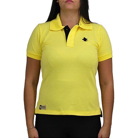 Camiseta Polo Feminina Sacudido's - Amarelo e Preto