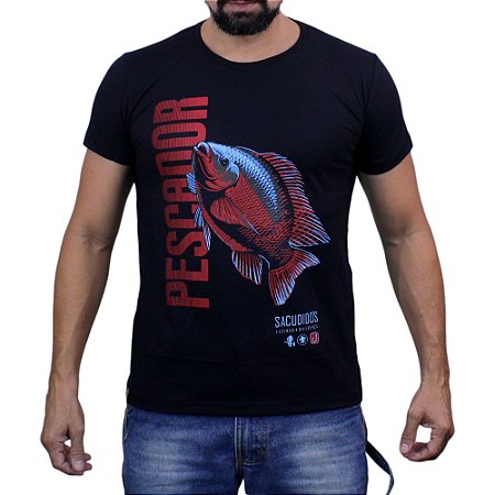 Camiseta Sacudido's - Pescaria - Preta