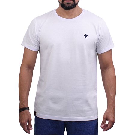 Camiseta Sacudido's - Básica - Branca / Marinho