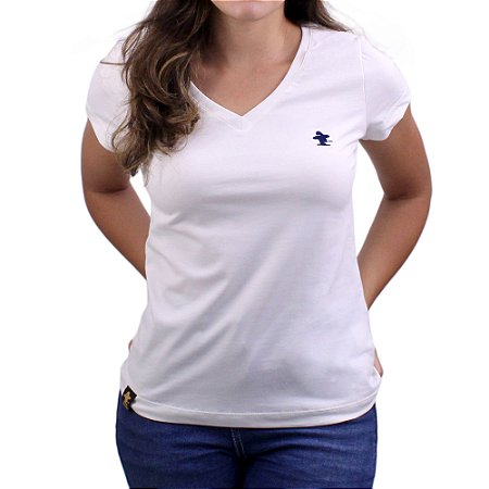 Camiseta SCD's Feminina Básica - Natural / Marinho