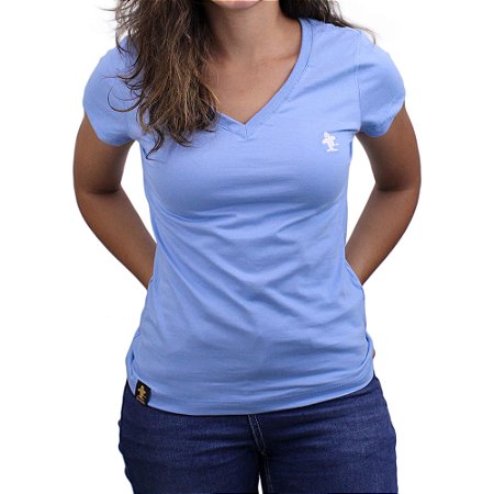 Camiseta SCD's Feminina Básica - Azul Bebê /Branco