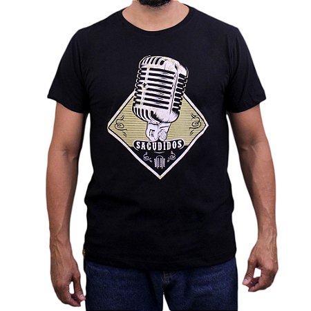 Camiseta Sacudido's - Microfone - Preta