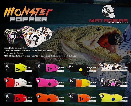 Isca Artificial Matadeira Monster Popper - 6,4 cm 11 gr