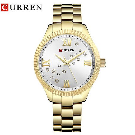 Relógio Curren Feminino casual Aço Inoxidável 9009