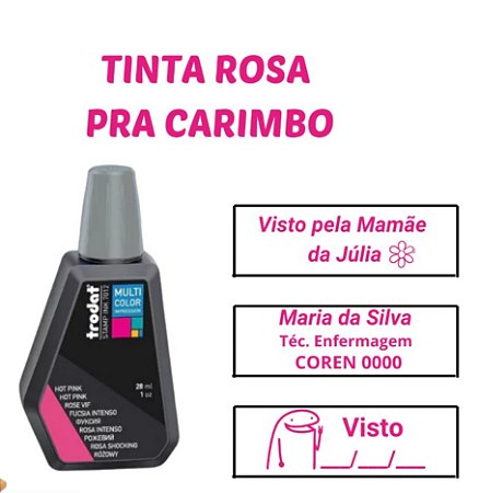 Tinta Para Carimbo Cor Rosa Intenso Original Trodat 28ml