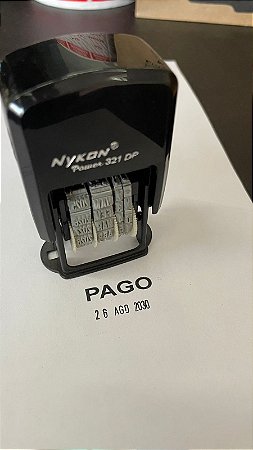 Carimbo "PAGO" Datador Com Palavra Pago 4x22mm Nykon 321dp