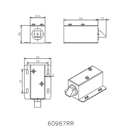 60967RR - KIT FECHADURA SOLENOIDE (PUSH PULL) largura lingueta 10 mm