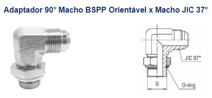 ADAPAPTADOR 90º ORIENTÁVEL Macho BSP x Macho JIC37º 1"-11x1.5/16"-12-LMBOMJ1616