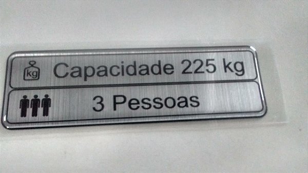 49991R - ADESIVO - CAPACIDADE DA CABINA ELEVADOR RESIDENCIAL - 225Kg