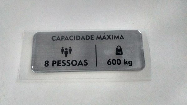 54118 - ADESIVO CAPACIDADE MÁXIMA CABINA HL03 ( 8 PESSOAS-600kg)