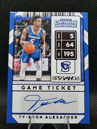Panini Contenders Game Ticket Blue 2020 TY-SHON ALEXANDER 29/99