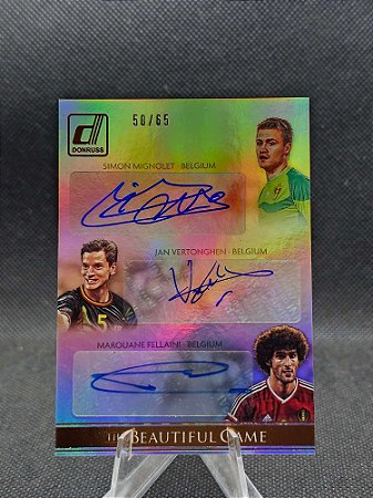 Panini Donruss The Beautiful Game Triple Autographs 2015 MIGNOLET + VERTONGHEN + FELLAINI #/65