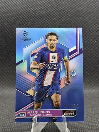 Topps Finest UEFA Light Blue Refractor 2022-23 MARQUINHOS #/275