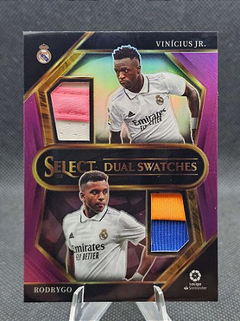 Panini Select La Liga Dual Swatches Purple 2022-23 VINÍCIUS JR + RODRYGO #/25
