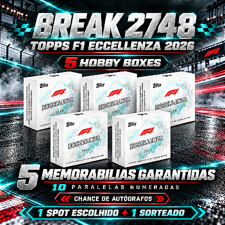 [Break 2750] Topps F1 Eccellenza 2026 - 5 Hobby Boxes - 1 Piloto Escolhido + 1 Spot Sorteado