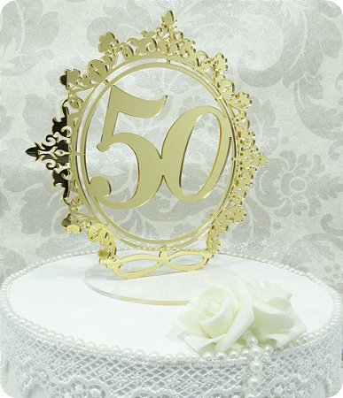 Topo de bolo 50 anos Bodas de Ouro
