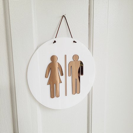 Placa em Acrilico para Banheiro Masculino e Feminino 20cm
