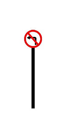 Placa de sinalização HO Proibido virar à esquerda