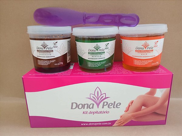 Kit Homecare Dona Pele (3 potes de cera de 270g cada + 1 Espátula acrílica) após a compra entrar em contato pelo whatsapp para escolher a fragrância