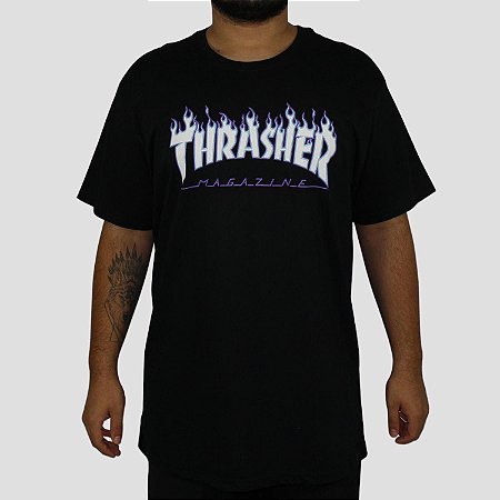 Camiseta Thrasher Flame Logo Sky