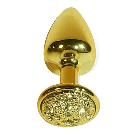 Plug Anal Joia Cravejado Dourado Hard