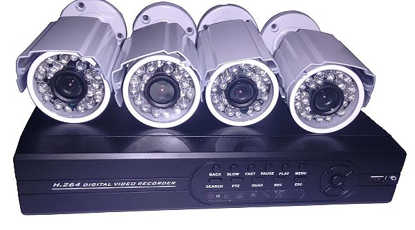 Kit 4 Câmeras + Dvr Completo Segurança Total 800 Linhas Diel