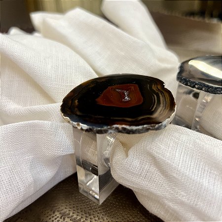 Porta Guardanapo Ágata Preta