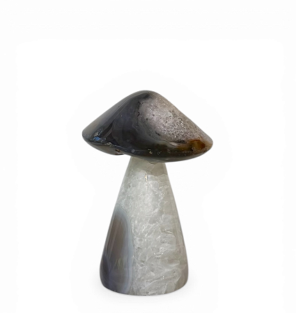 Cogumelo em Ágata Preto e Branco