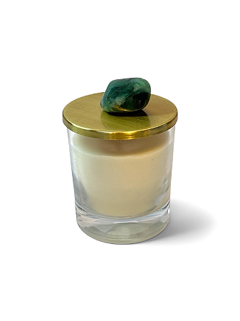 Vela Aromática com Quartzo Verde Polido
