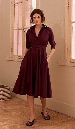 Vestido Chemisier com saia godê
