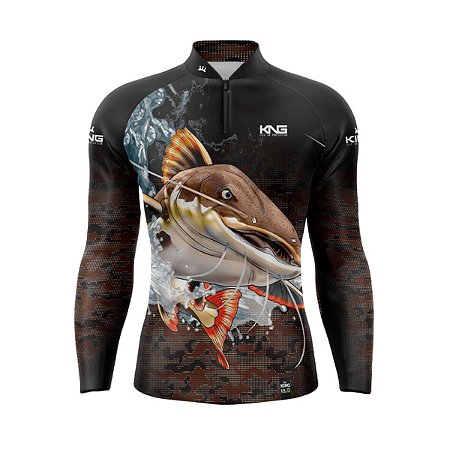 Camiseta Pesca King Manga Longa KFF-602N Pirarara com Proteção UV+