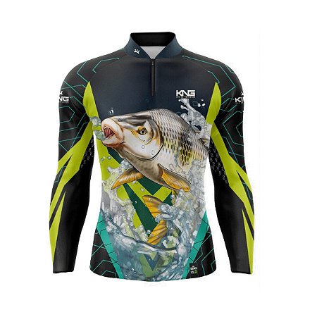 Camiseta Pesca King Manga Longa KFF-305N Piapara com Proteção UV+