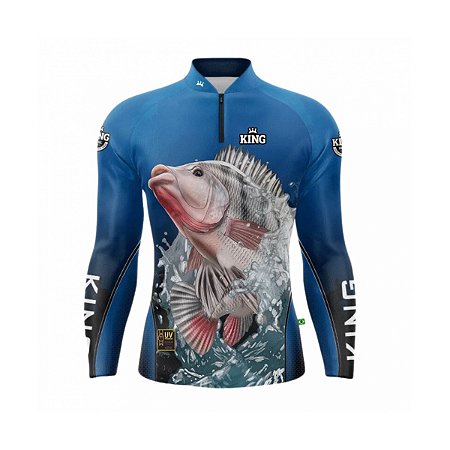 Camiseta Pesca King Manga Longa KFF-645 Tilápia com Proteção UV+
