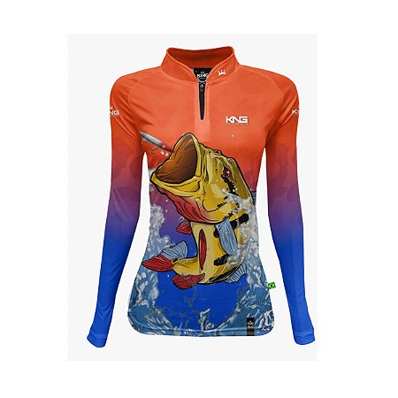 Camiseta Pesca King Feminina Baby Look KFF-620N com Proteção UV+