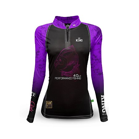 Camiseta Pesca King Feminina Baby Look KFF-609 com Proteção UV+