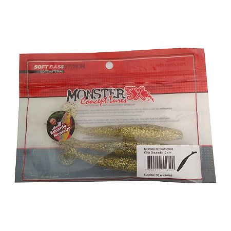 Isca Artificial Monster3x Slow Shad 12cm Chá Dourado 3p