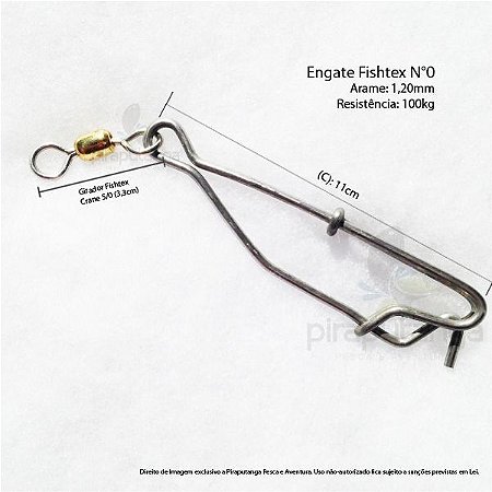 Engate Rápido Inox com Girador Fishtex N°0 220lbs