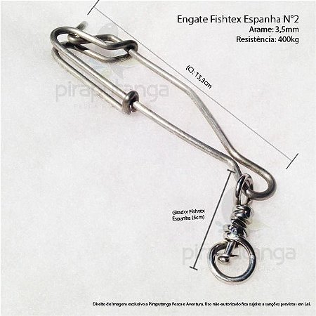 Engate Rápido Inox com Girador Espanha Fishtex N°2 880lbs