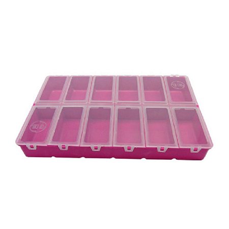 Estojo Pesca HI 12 Divisões 27x17x3cm (ES-12) Rosa