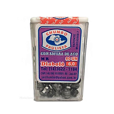 Chumbinho Paulista Diabolô 6,0mm com Esfera 60un