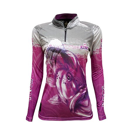 Camiseta Pesca King Feminina Baby Look KFF-654 com Proteção UV+