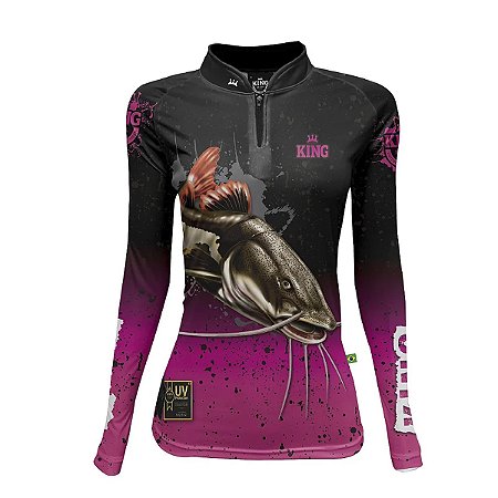Camiseta Pesca King Feminina Baby Look KFF-653 com Proteção UV+