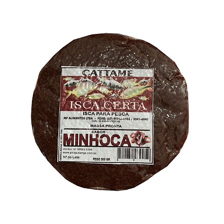Massa Pronta Pesca Cattame Minhoca Tablete 500g