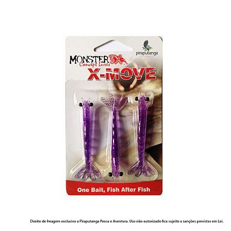 Isca Artificial Camarão Monster3x X-Move 9cm, Cor: Purple