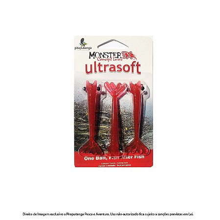 Isca Artificial Camarão Monster3x Ultrasoft 9cm, Red