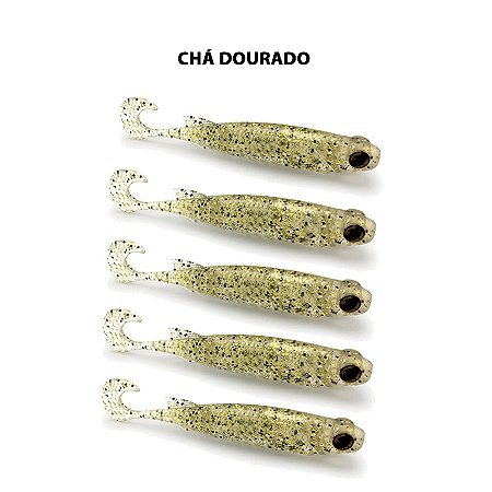 Isca Artificial Monster3x E-Shad 12cm, Chá Dourado - 05p