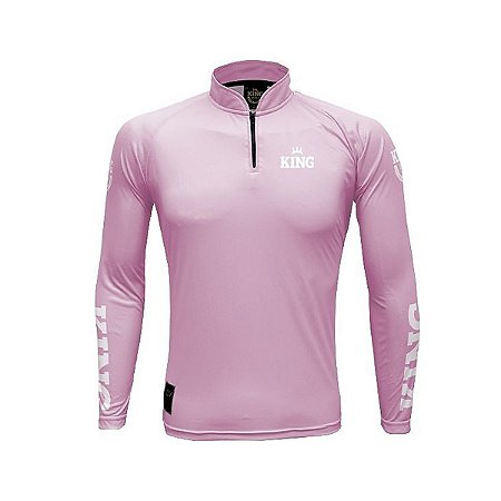 Camiseta Pesca King Manga Longa KFF-666 Rosa com Proteção UV+