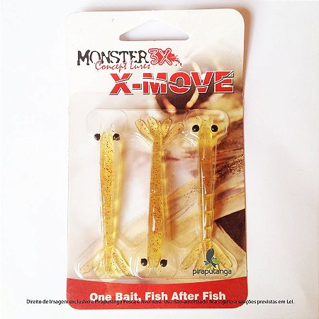 Isca Artificial Camarão Monster3x X-Move 9cm, Cor: Red Chá