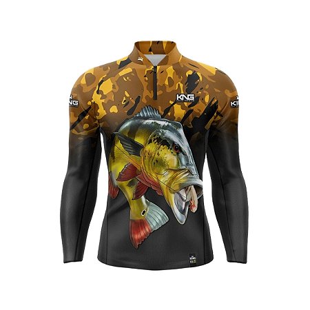 Camiseta Pesca King Manga Longa KFF-010N Tucunaré com Proteção UV+